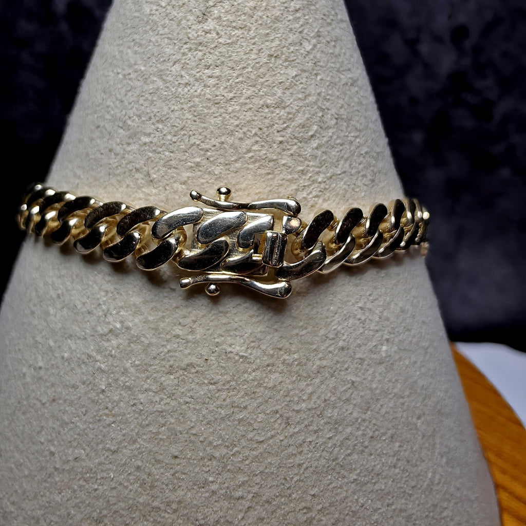 10K Solid Yellow Gold 5mm Monaco Cuban Link Chain Bracelet - 8"