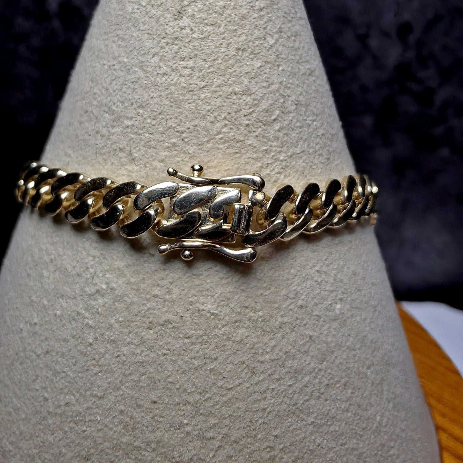 10K Solid Yellow Gold 5mm Monaco Cuban Link Chain Bracelet - 8"