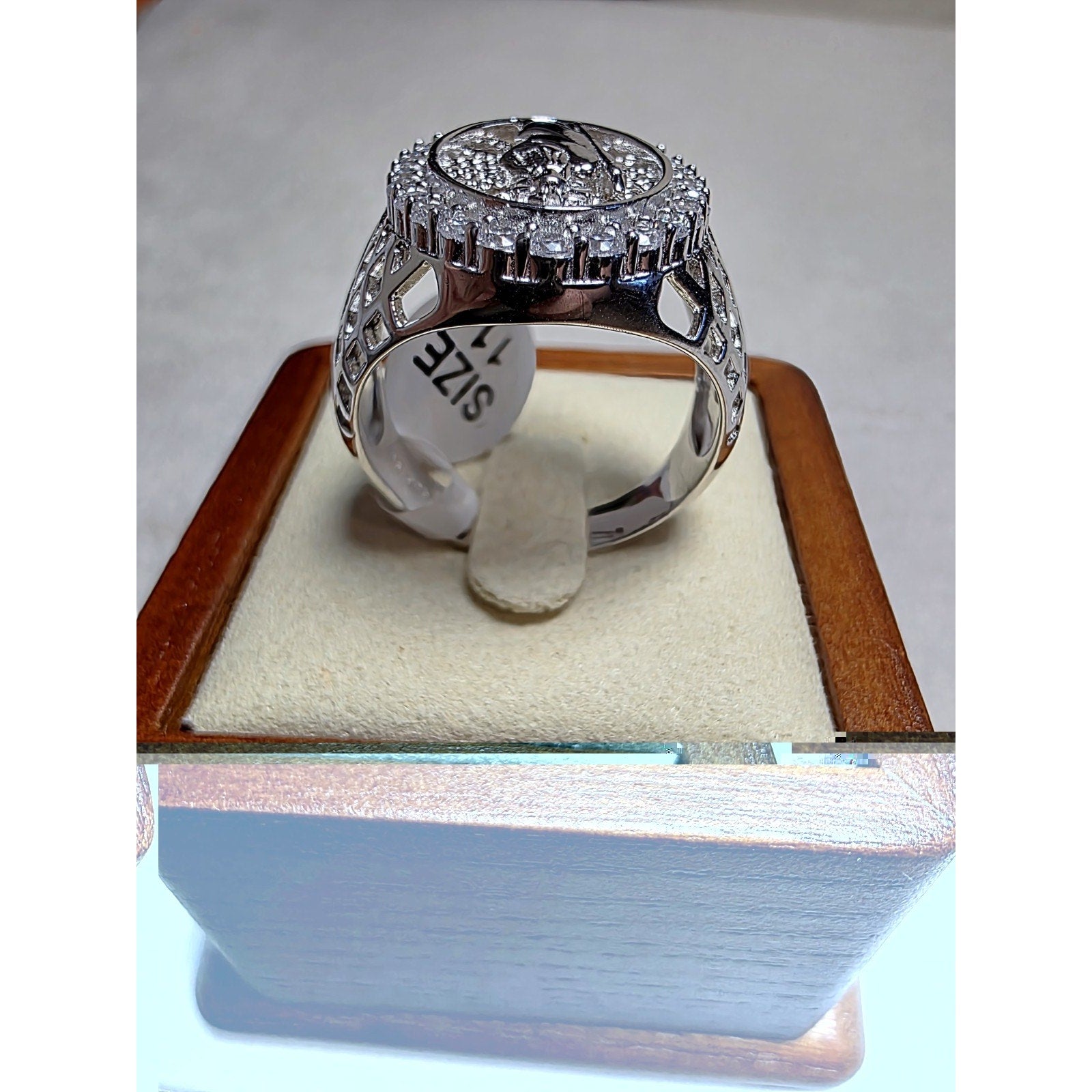 S11 Saint Jude Moissanite Halo Signet Ring 925 Sterling Silver Stamped