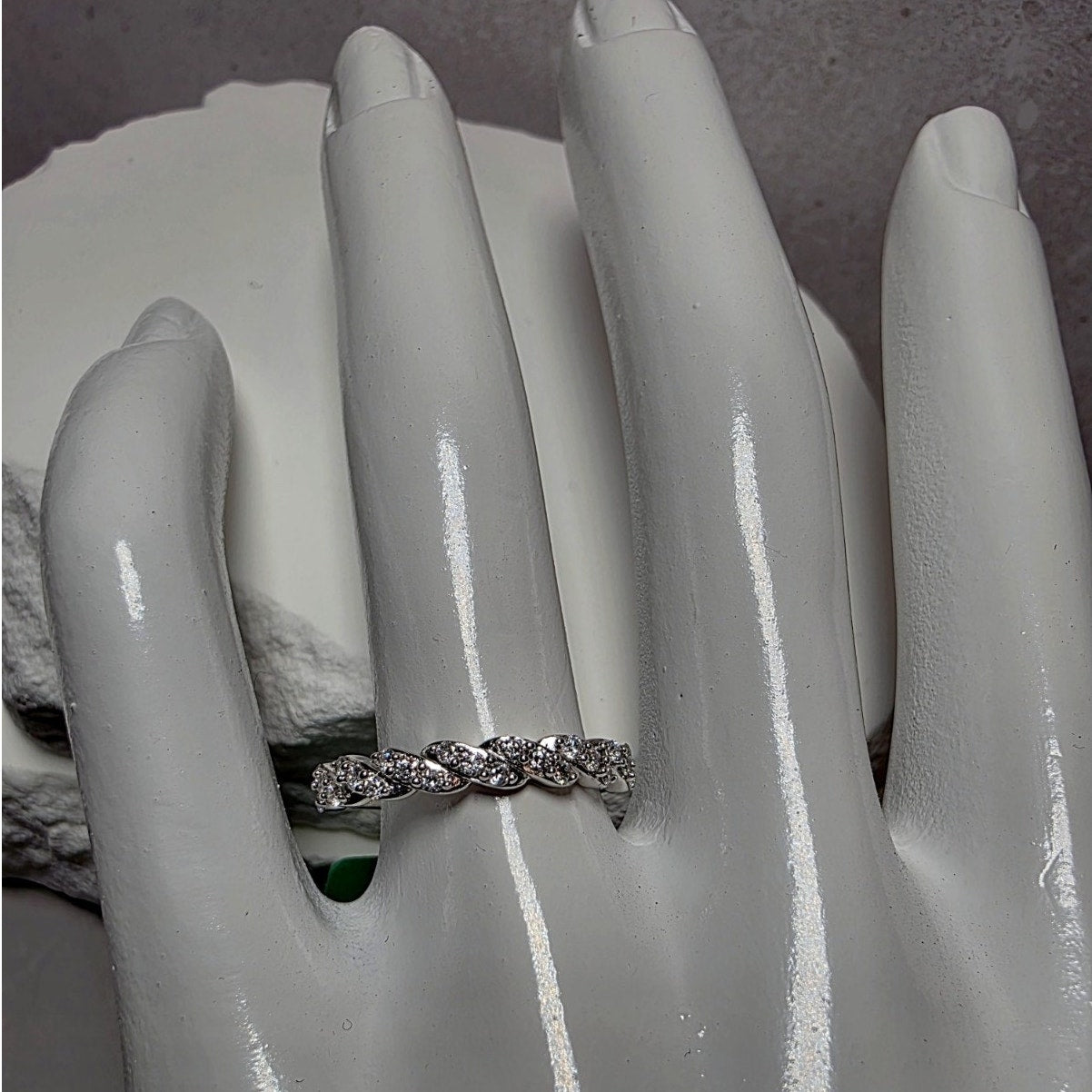 Size 7 0.25ctw Lab-Created Diamond Half Eternity Band 925 Sterling Silver