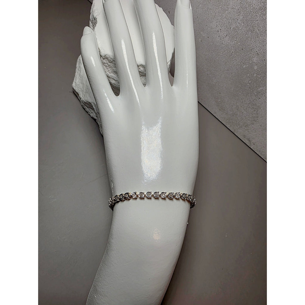 7.5" 3.3mm 1.0ctw Natural Diamond Tennis Bracelet Gold Over 925 Sterling Silver