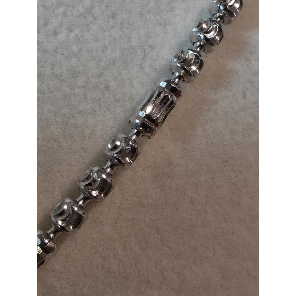 Station Barrel Chain 24" & 8" Braclet Combo 2.4mm 925 Silver w/Rhodium Finish