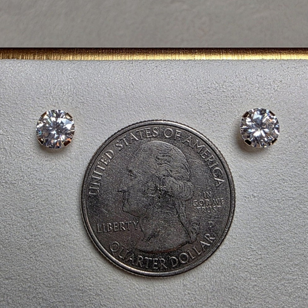 1.52ctw Moissanite Stud Earrings 14K Solid Gold 6mm Round Cut GRA Certified