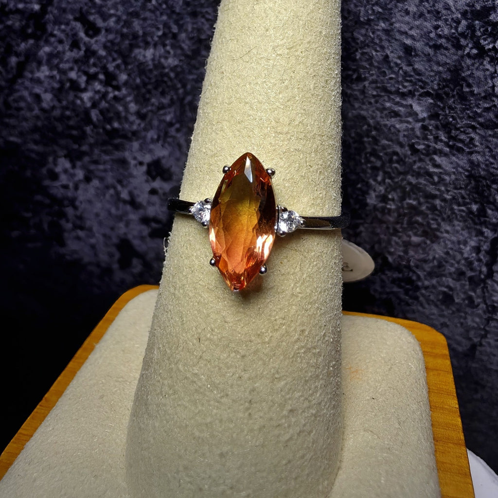 925 Sterling Silver Marquise-Cut Watermelon Tourmaline Three-Stone Ring (Size 8)