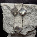 7+1" 0.44ctw Moissanite Mother of Pearl Clover Bracelet 925 Sterling Silver