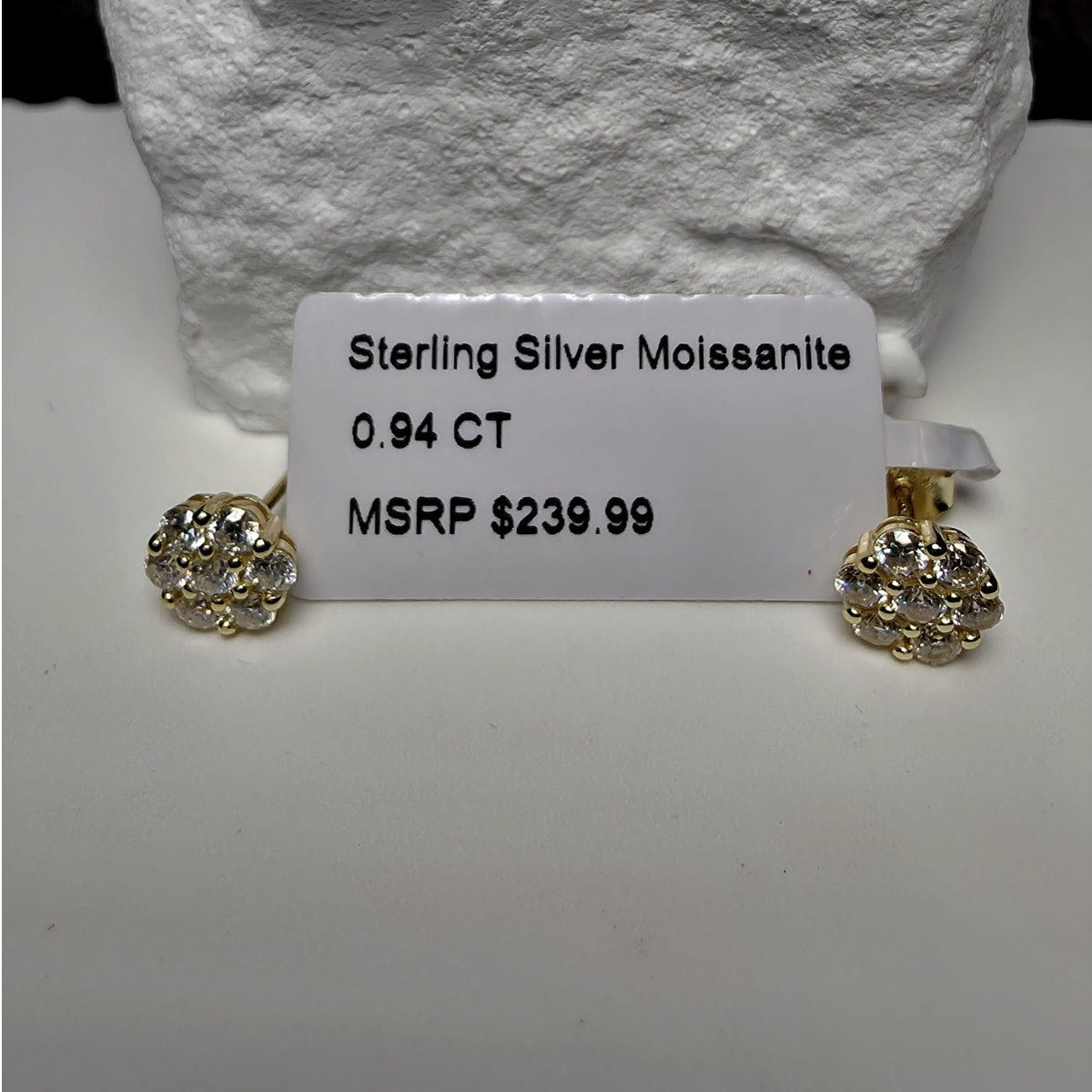 0.94ctw Moissanite Flower Cluster Stud Earrings Gold Over 925 Silver 8mm