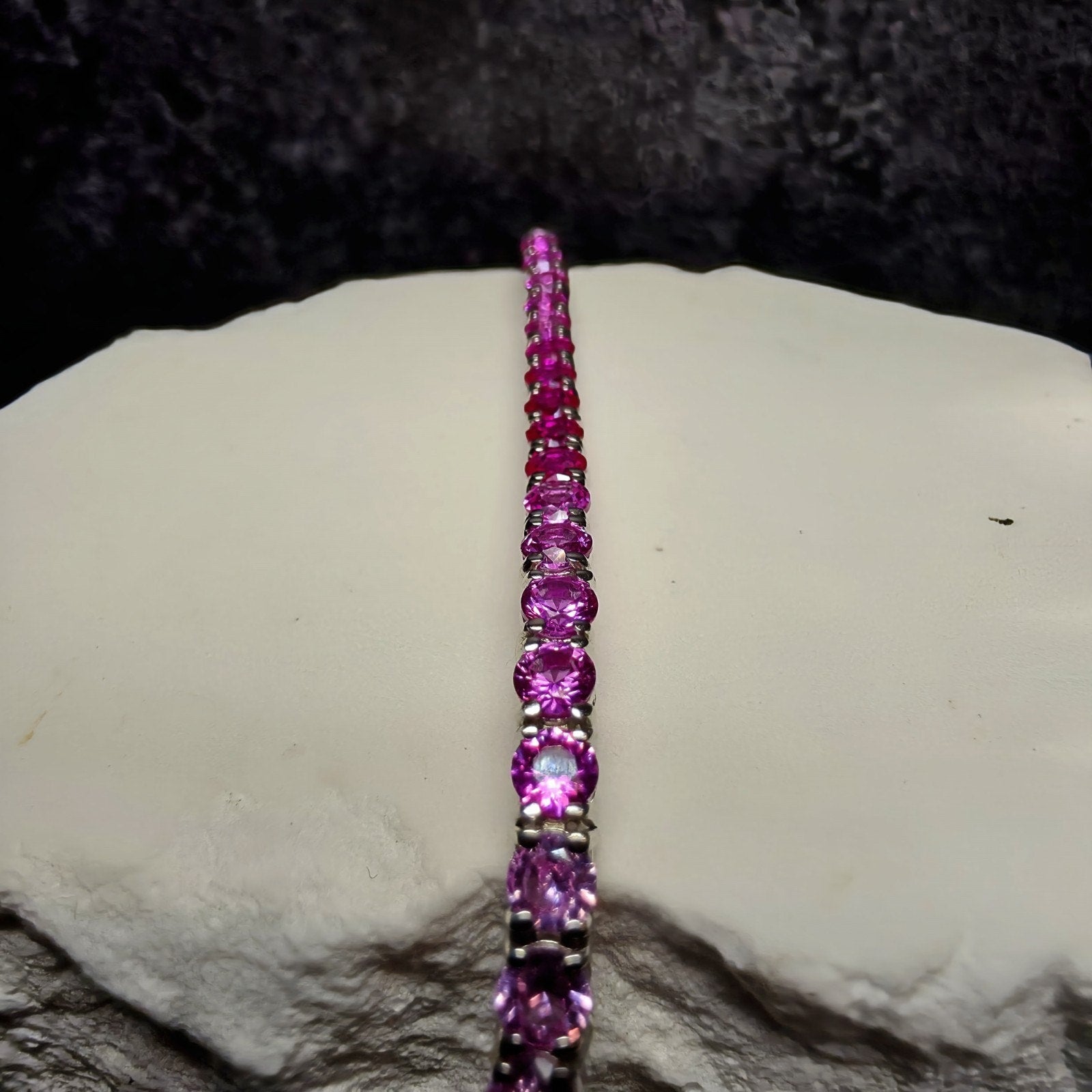 Ombré Pink Gradient Cubic Zirconia Tennis Bracelet (3mm, 7-8" Adjustable) Silver