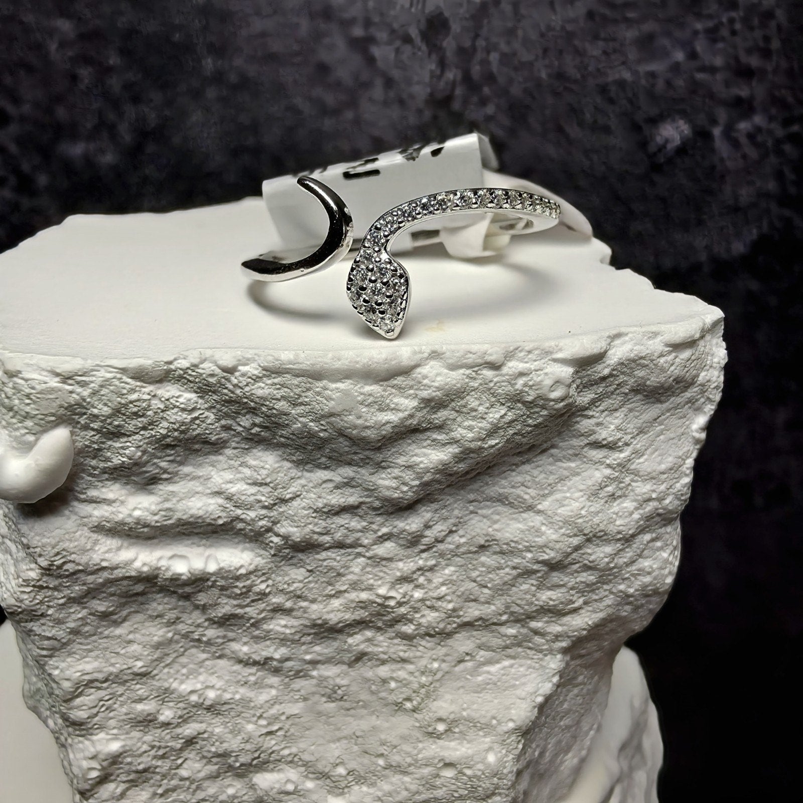 1.00 CTW Moissanite Snake Bypass Ring in 925 Sterling Silver Size 8-9 Adjustable