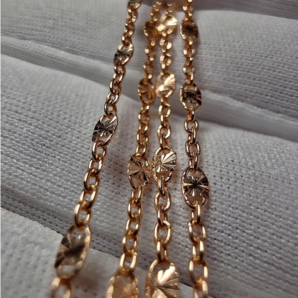 20" Rose Gold Starburst Station Valentino Necklace 2.2mm 925 Sterling Silver