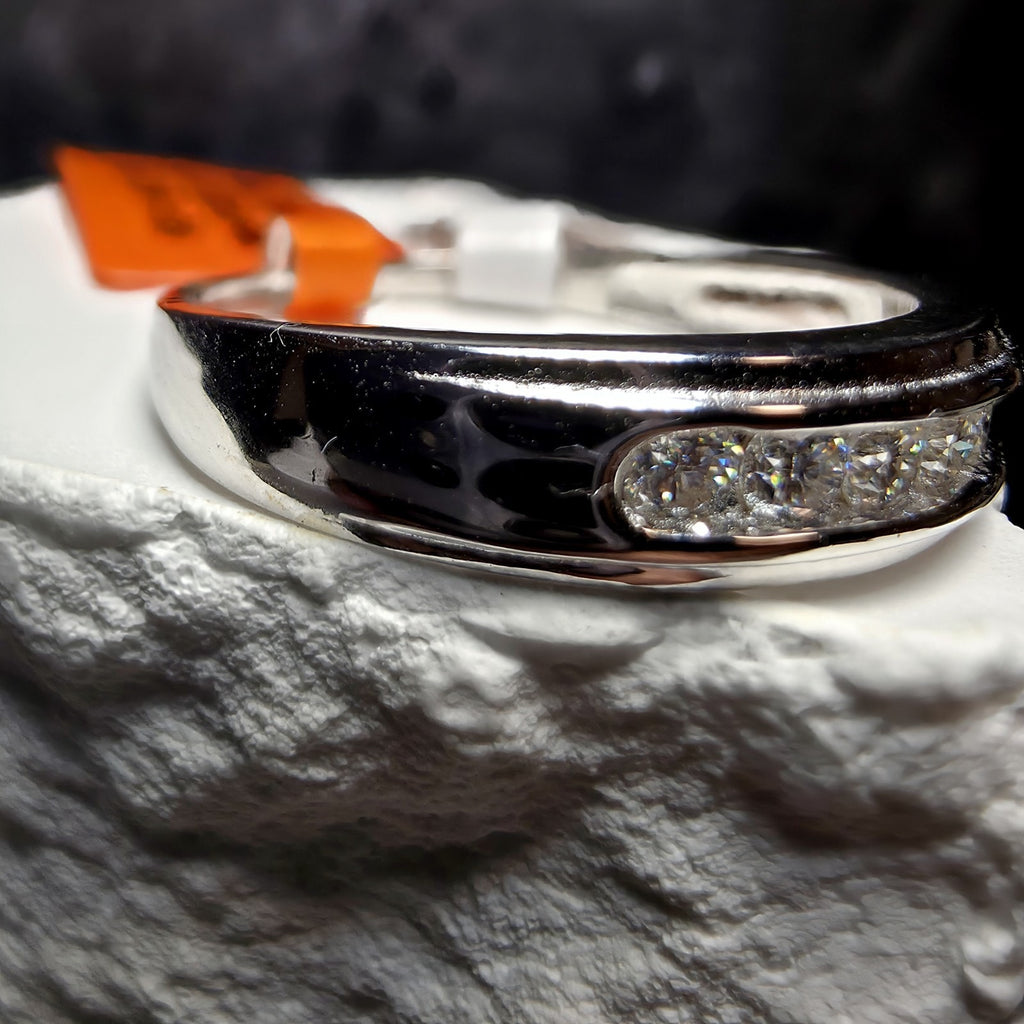 0.75 CTW Moissanite Channel-Set Band Ring, Size 12, 925 Sterling Silver