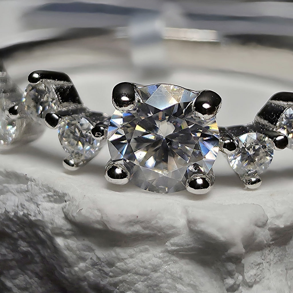 0.68 CTW Moissanite Contour Cluster Ring in 925 Sterling Silver | Size 8