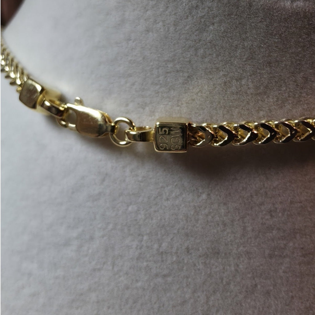 18" 3.0mm Franco Chain Gold Plated 925 Sterling Silver 8.76g