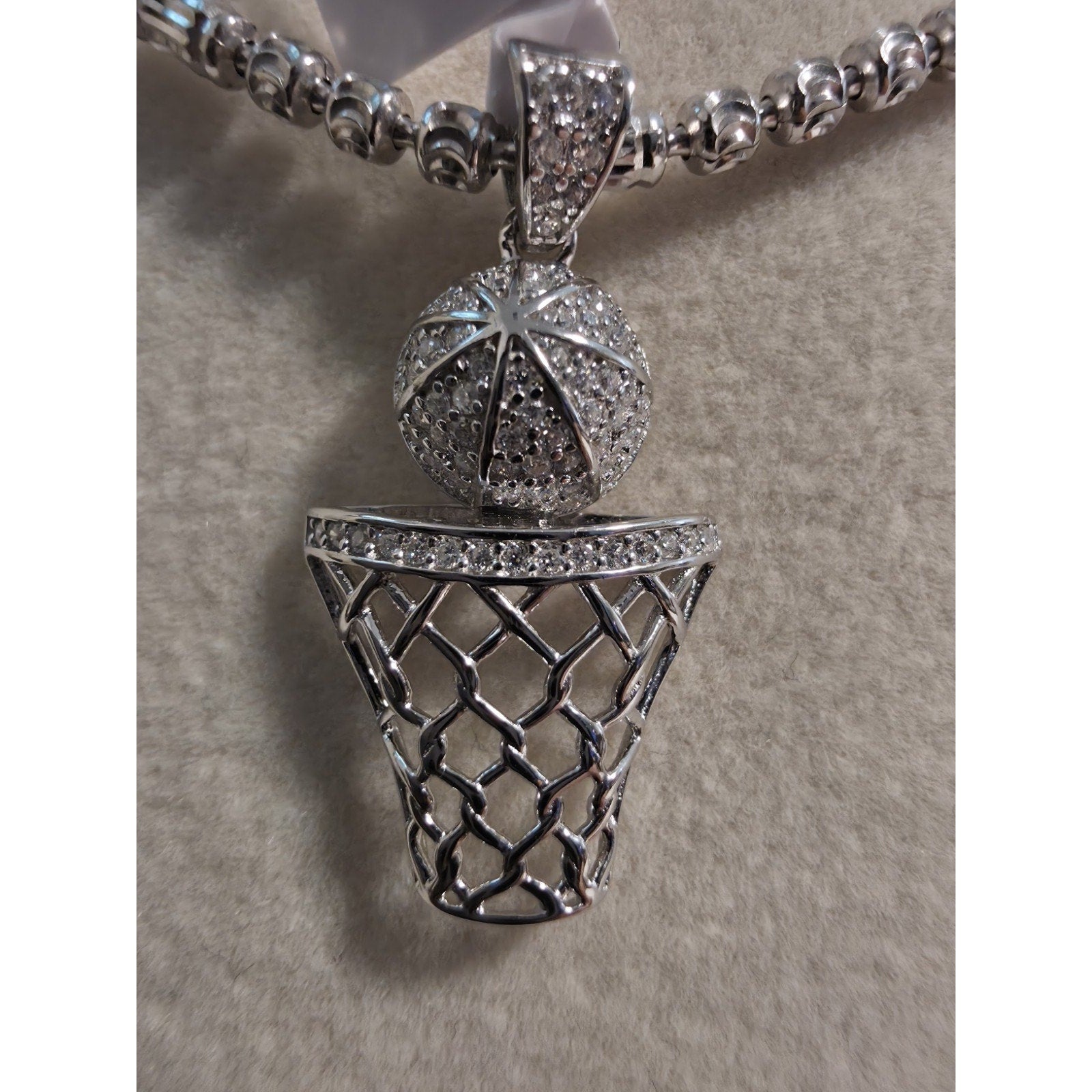 .33CTW Moissanite Basketball Hoop Pendant 925 Sterling Silver