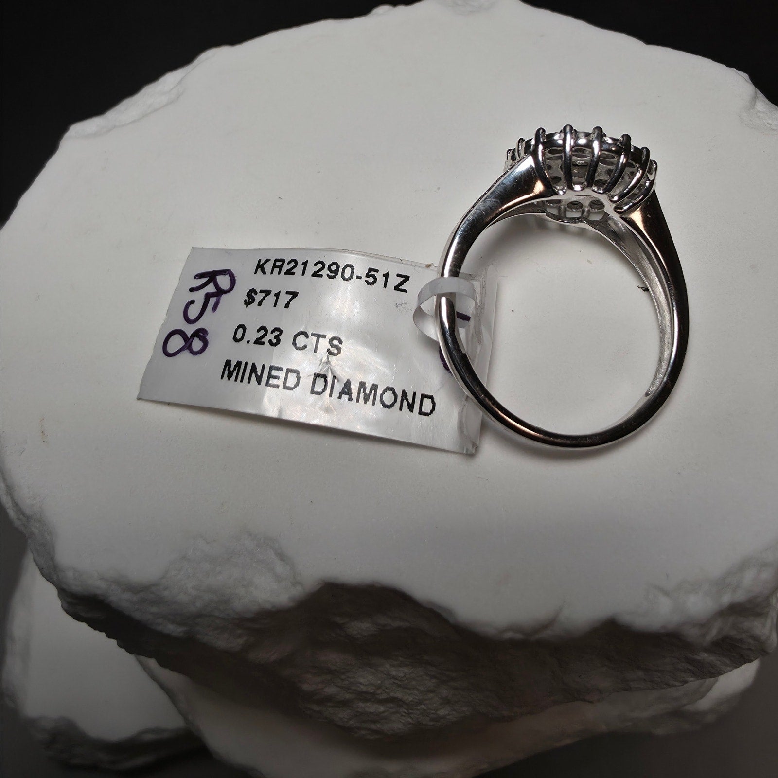Size 7 Natural White Diamond 0.23ct Cluster Split Band Ring 925 Sterling Silver