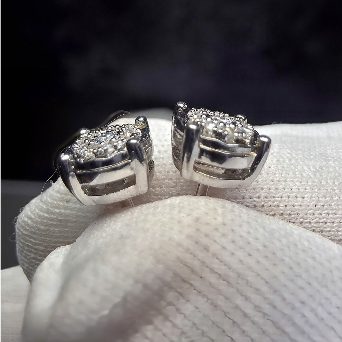 0.10ctw Diamond Cluster Halo Stud Earrings Lab Created 925 Sterling Silver...