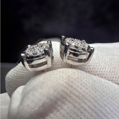 0.10ctw Diamond Cluster Halo Stud Earrings Lab Created 925 Sterling Silver...