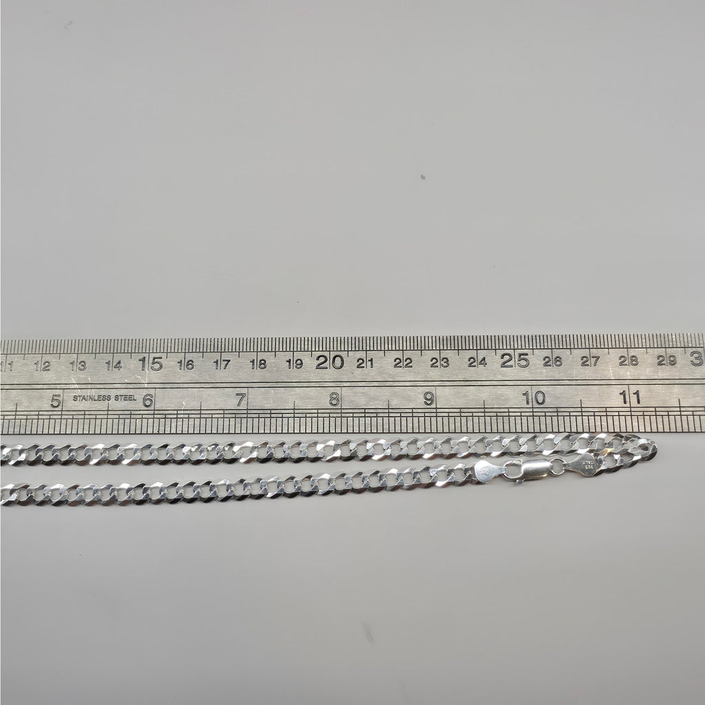 22" Flat Cuban Curb Chain 6.1mm 925 Sterling Silver 20.6g