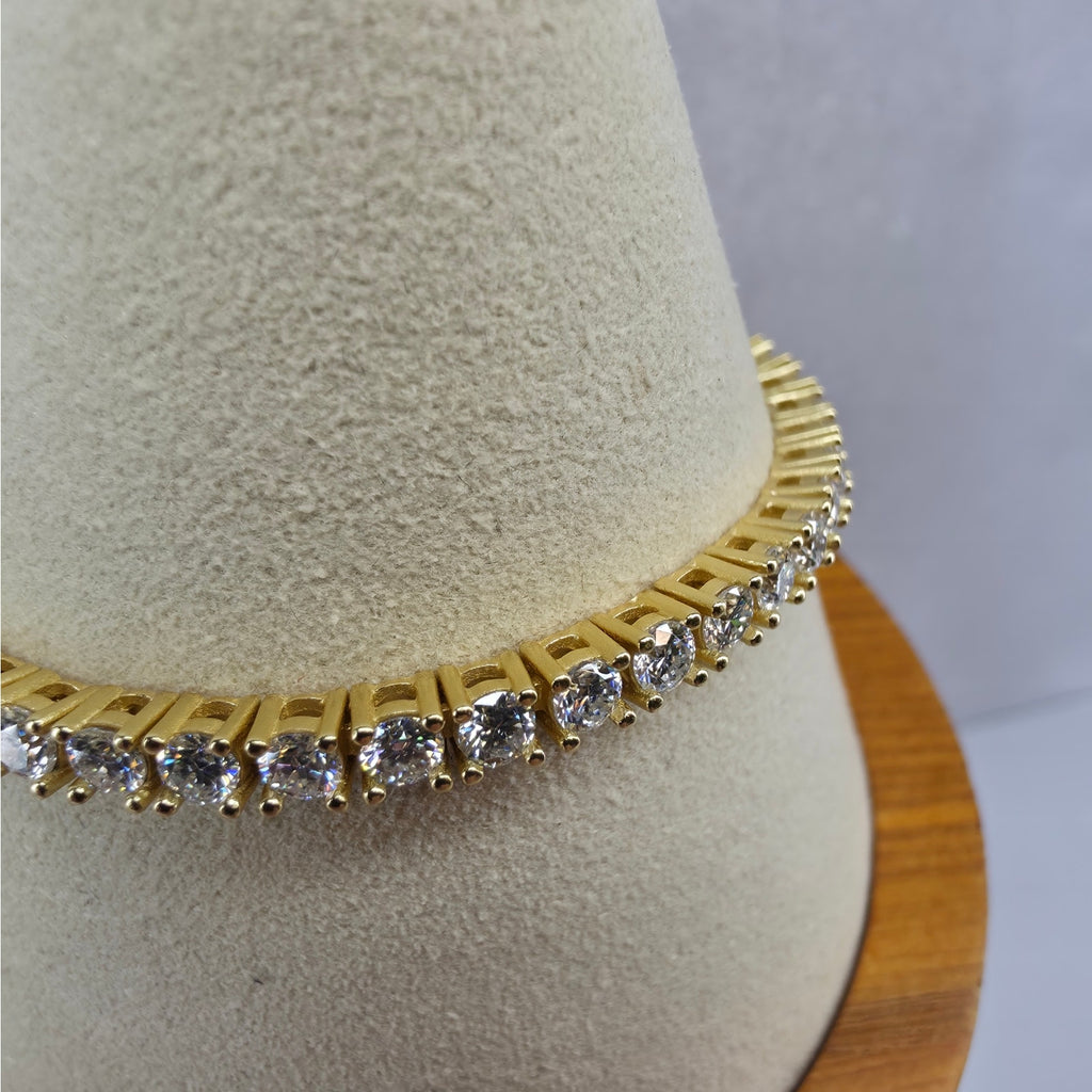 6.5" 3.5mm Moissanite Tennis Bracelet Gold Plated 925 Silver - GRA Certified