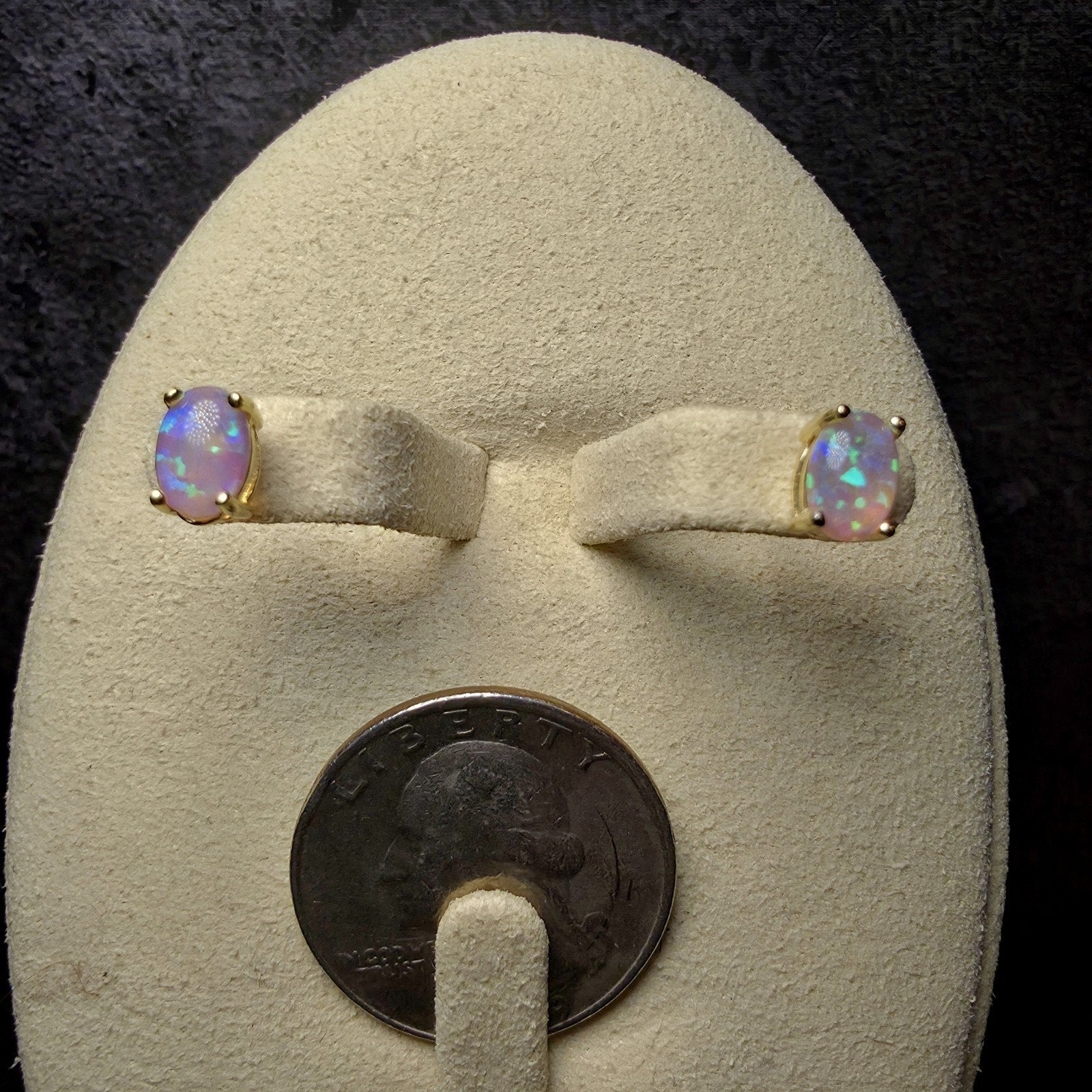 5mm Fire Opal Stud Earrings Gold Over 925 Sterling Silver w/Push Backs