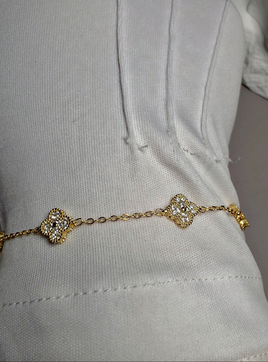 7+1" Gold Cluster 5-Clover Bracelet Adjustable