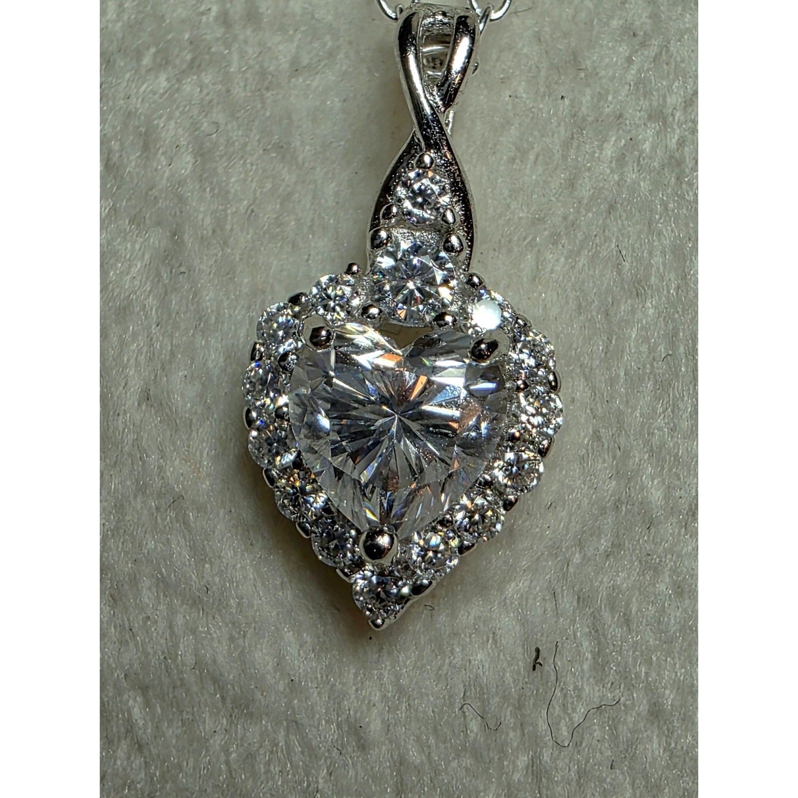 0.69ctw Moissanite Heart Halo Pendant w/16" Cable Necklace 925 Sterling Silver