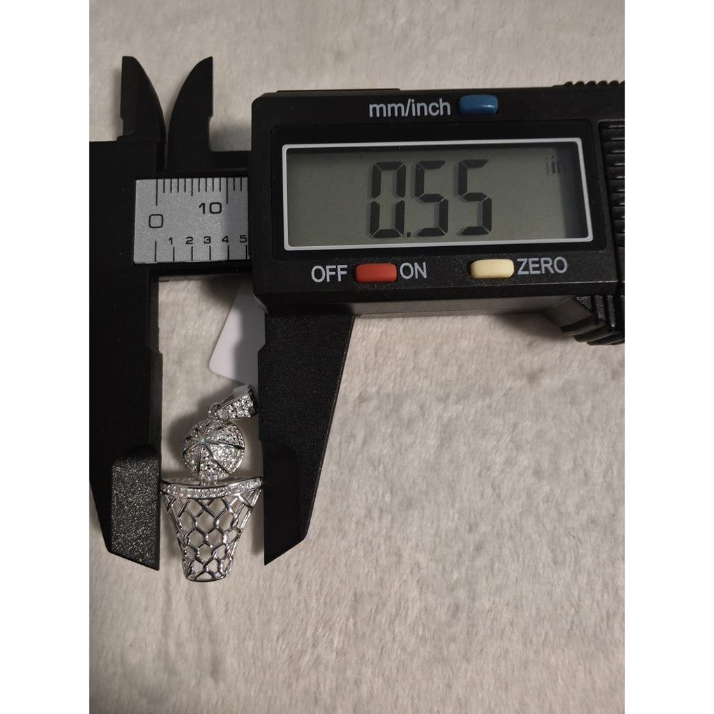 .33CTW Moissanite Basketball Hoop Pendant 925 Sterling Silver