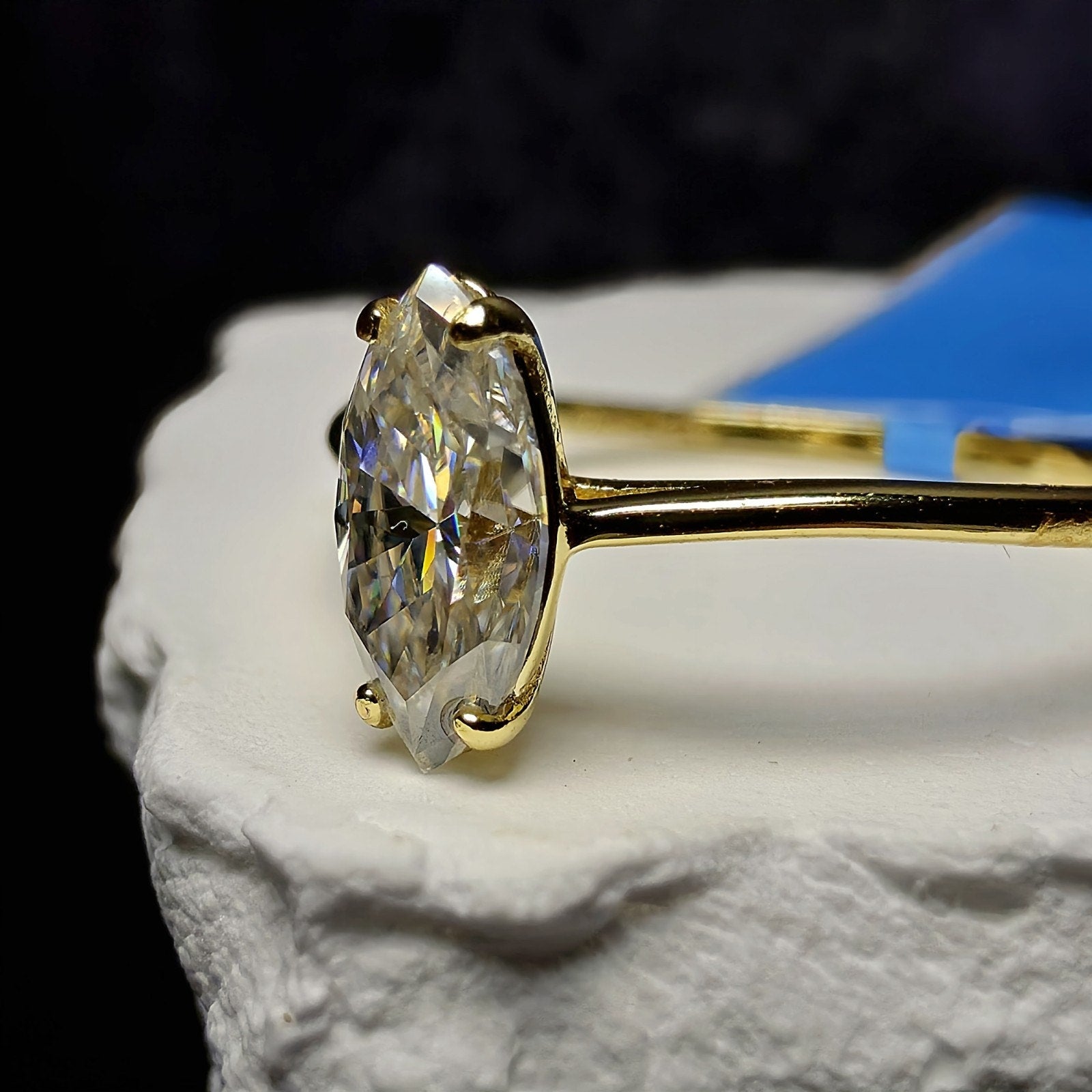 0.5ctw Marquise Cut Moissanite Ring 1m Gold Over Silver - Size 6.5, GRA