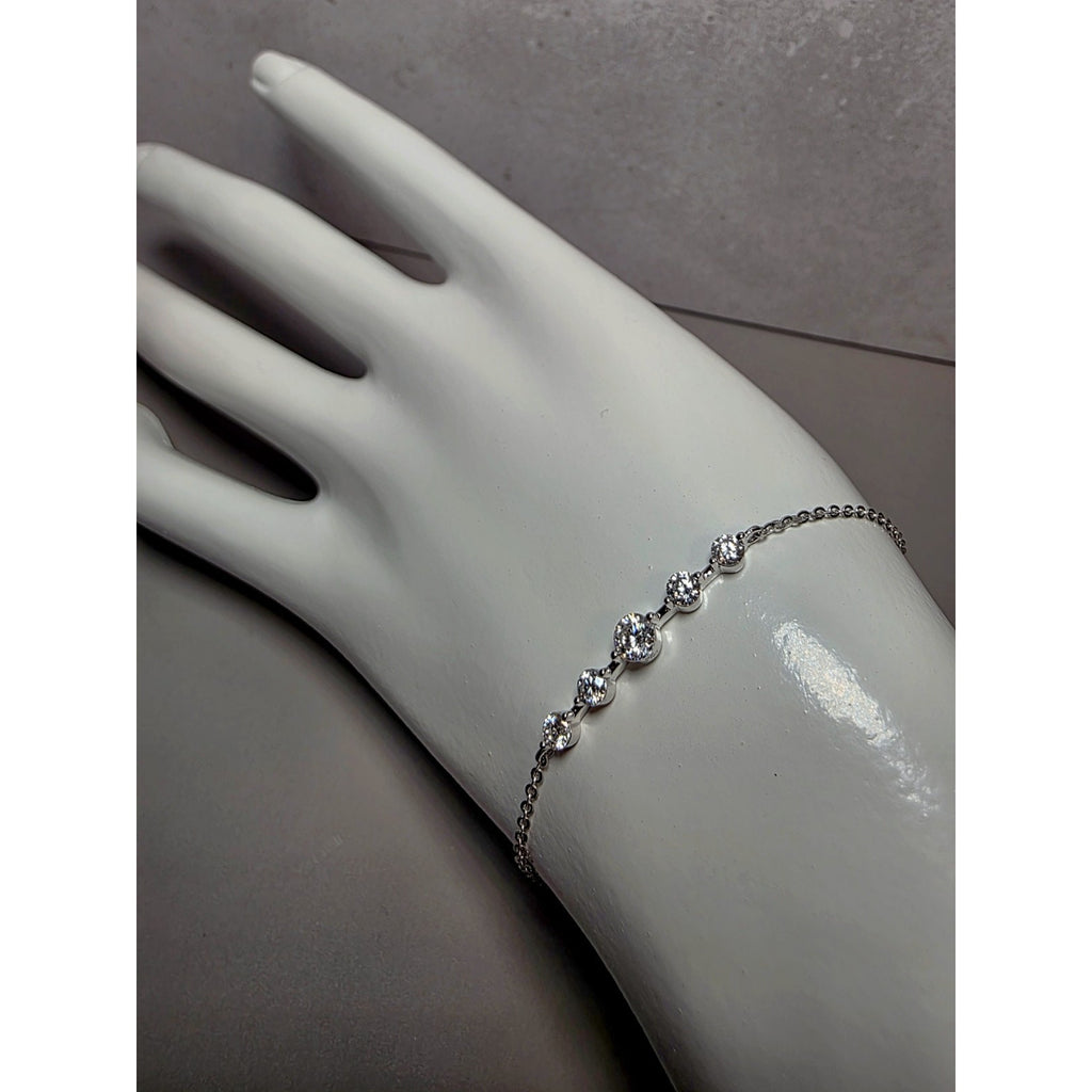6.5-8.5" 4mm 0.3ctw VVSD Moissanite Braclet 925 Sterling Silver