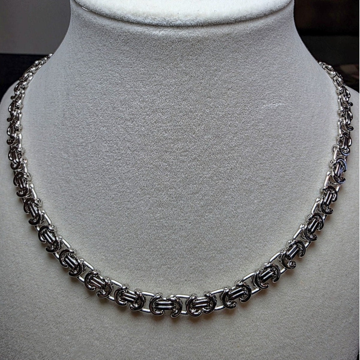 20" Flat Byzantine Chain 6.1mm 42g Solid 925 Sterling Silver