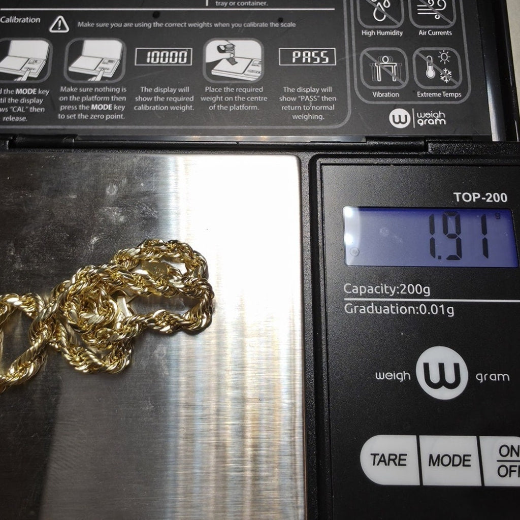 10k Yellow Gold Diamond Cut Hollow Rope Bracelet 8" 4mm