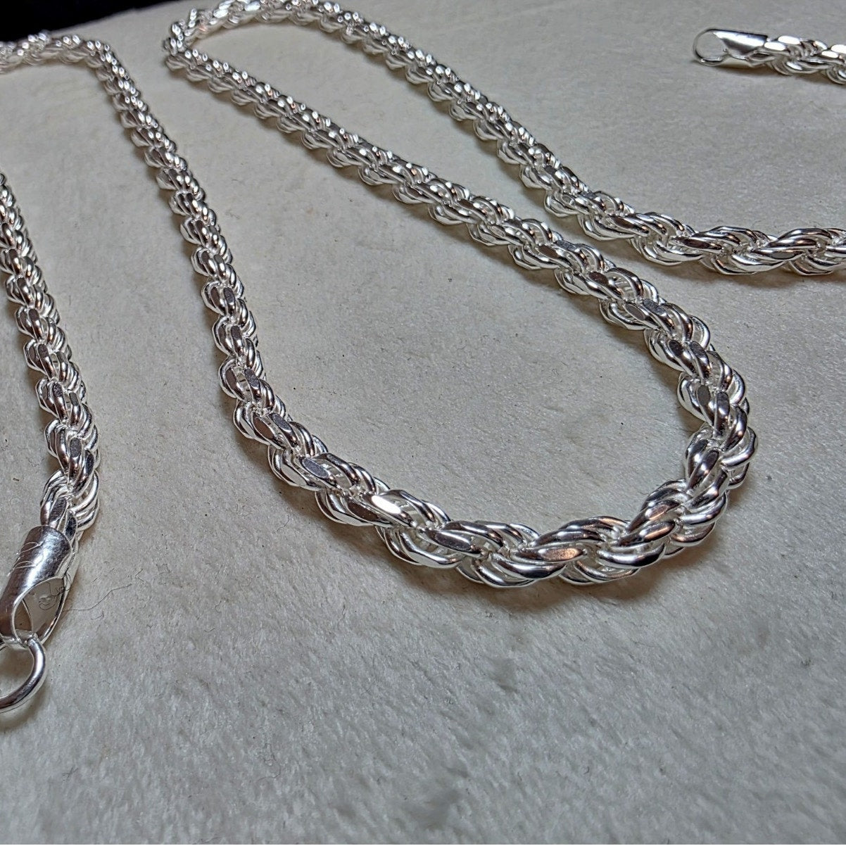 925 Sterling Silver Rope Chain | 26" Length, 5mm, 50g
