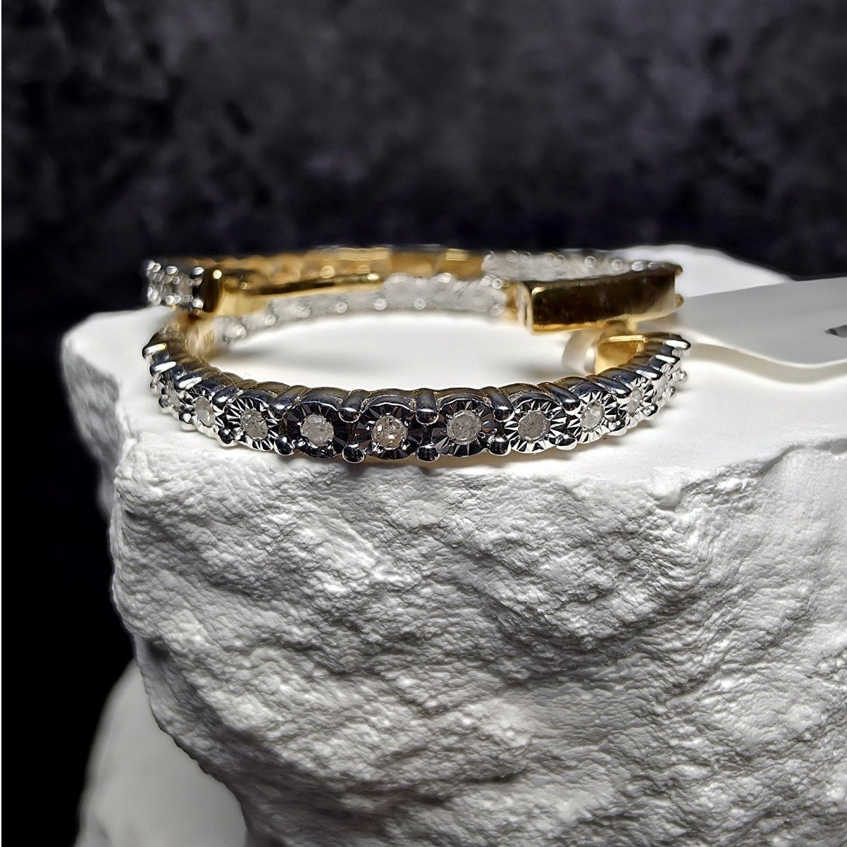 0.25ct Natural Diamond Inside-Out Hoops Gold Over 925 Sterling Silver
