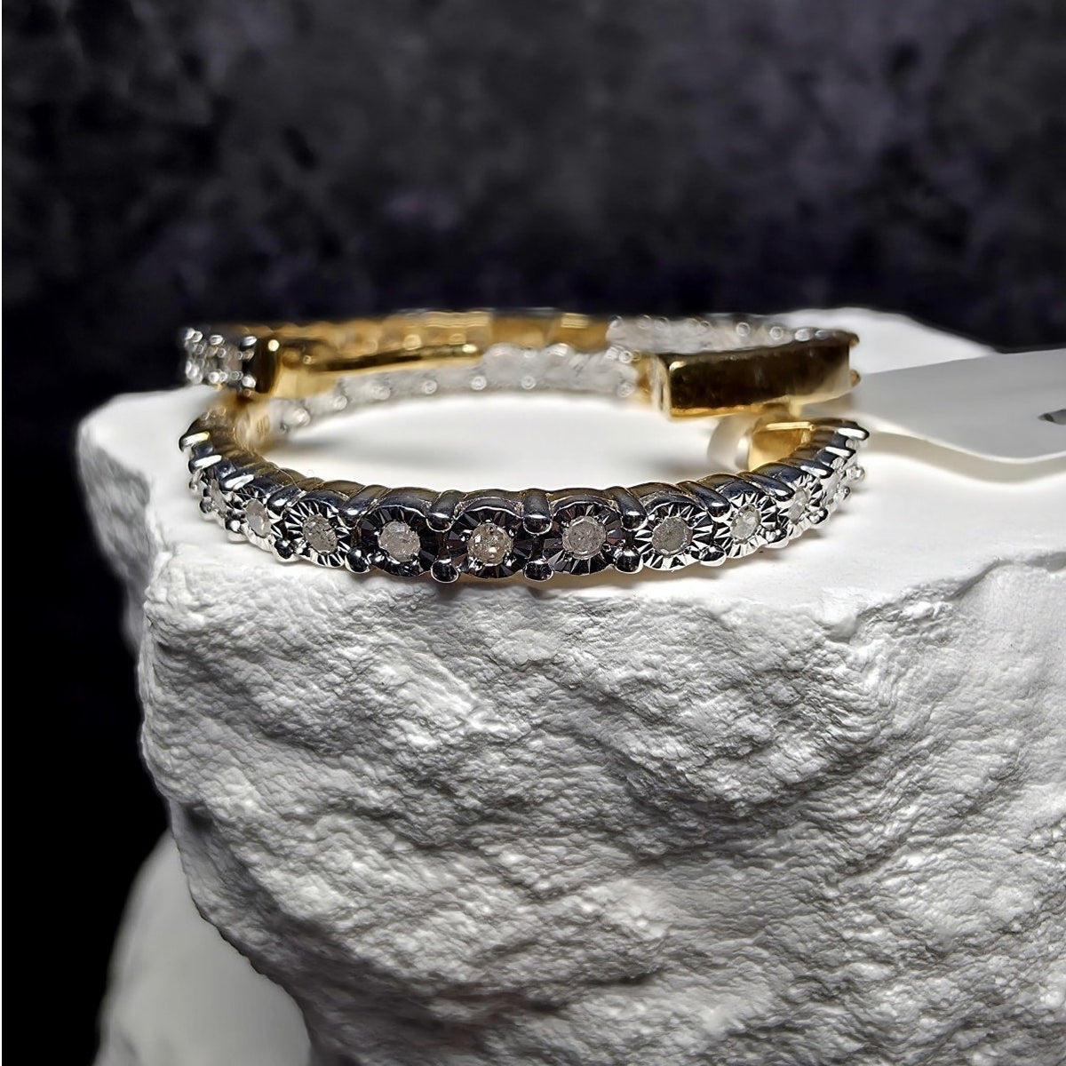 0.25ctw Natural Diamond Inside Out Hoop Earrings Gold Plated 925 Silver 25mm