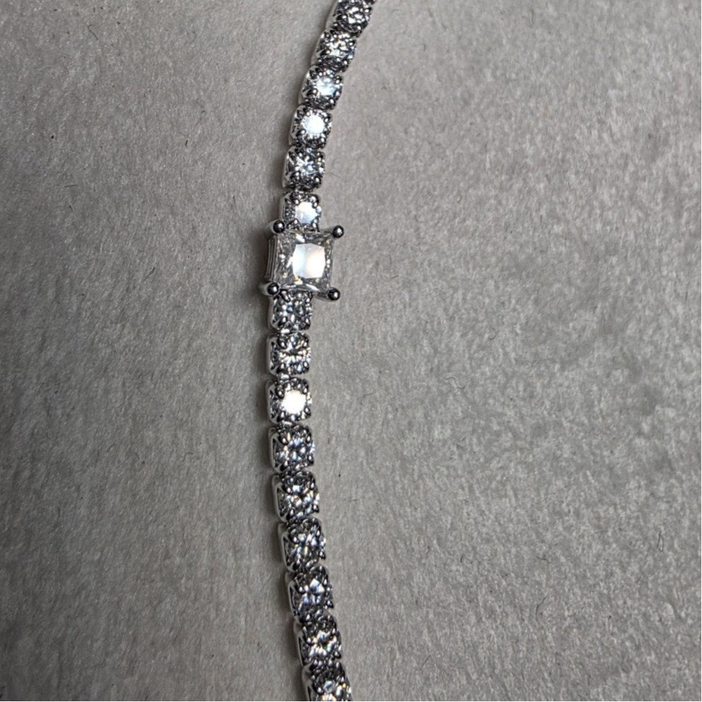 0.83ctw Moissanite Princess Cut Tennis Bracelet 925 Sterling Silver Adjustable