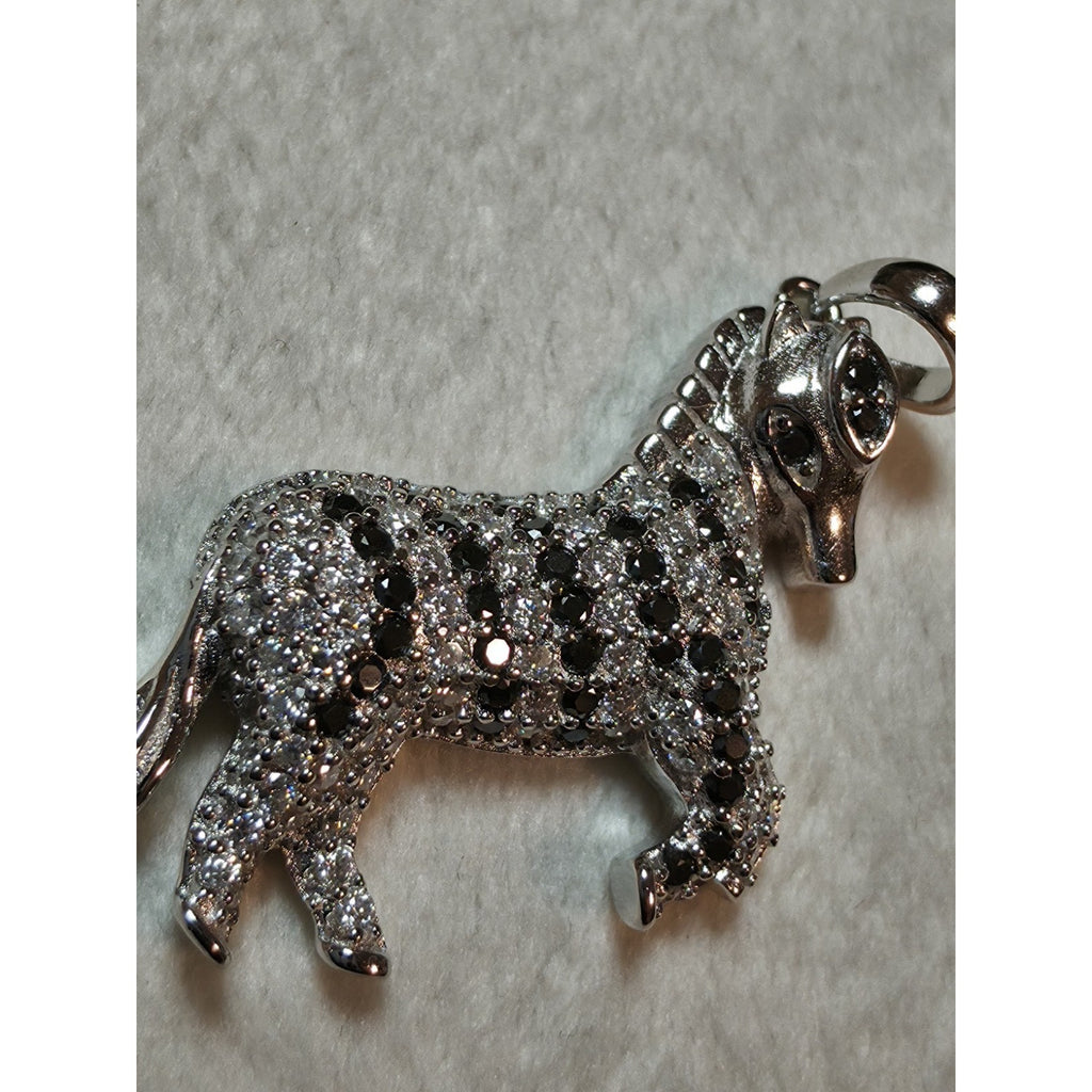 1.50CTW Moissanite Zebra Charm Pendant 925 Sterling Silver