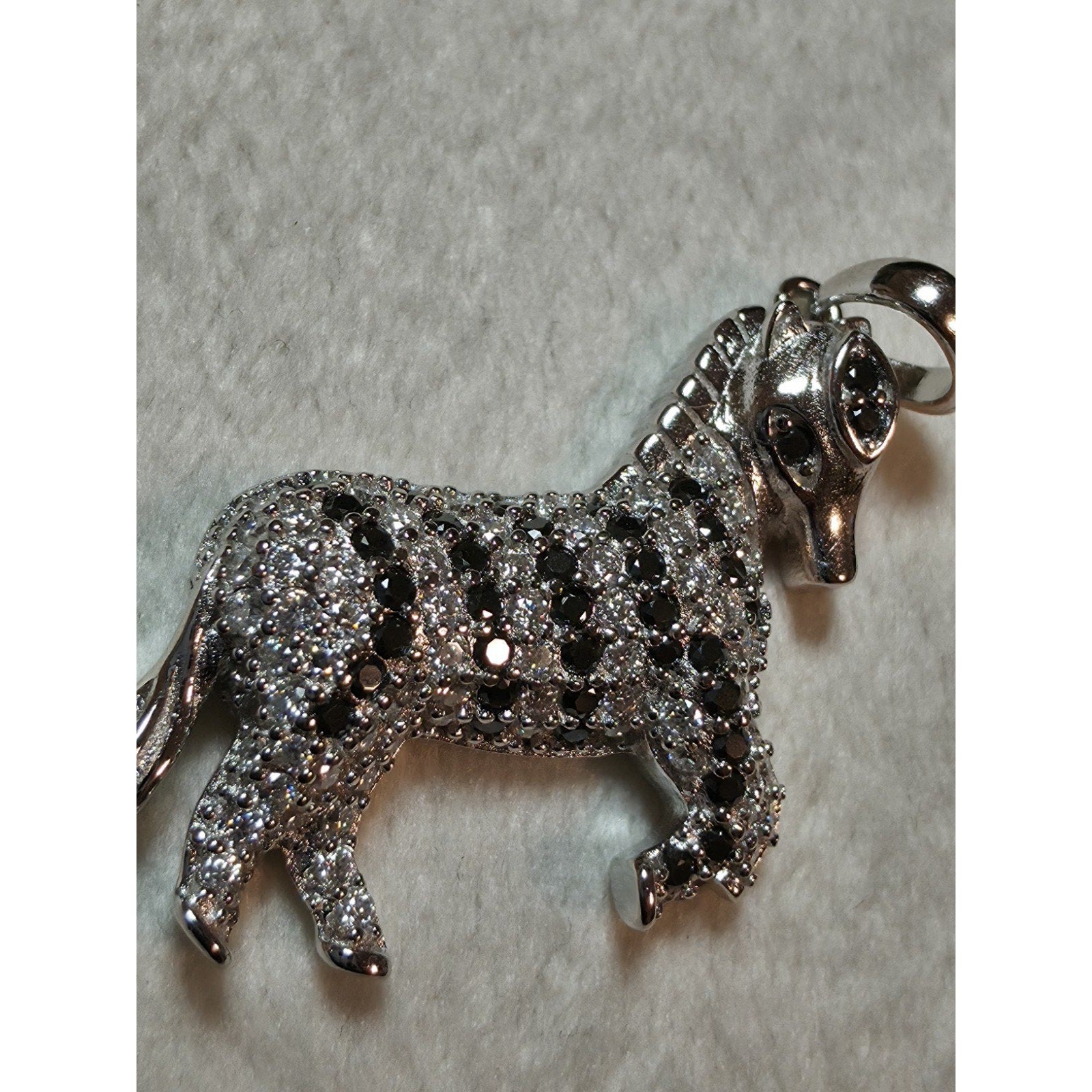1.50CTW Moissanite Zebra Charm Pendant 925 Sterling Silver