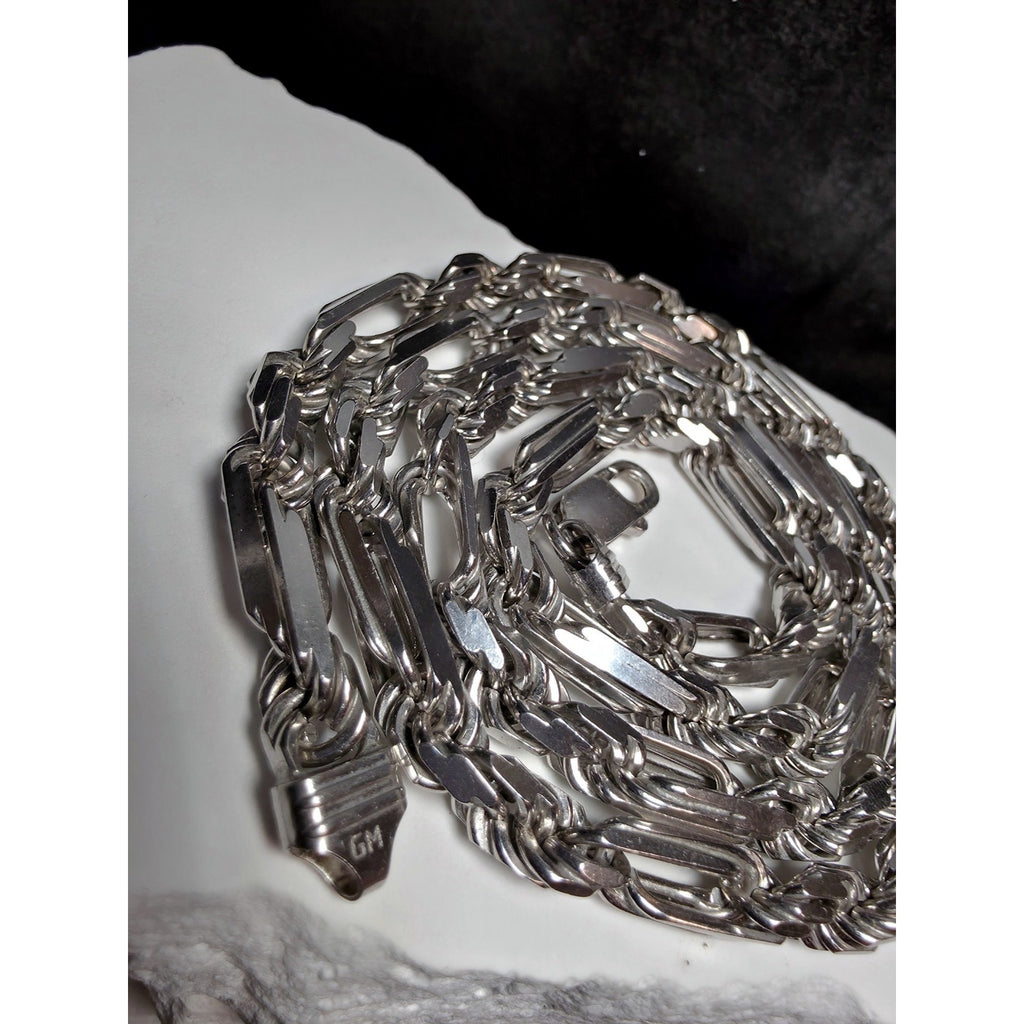 26" 6.6mm 76g FigaRope Milano Chain w/Rhodium Finish 925 Sterling Silver