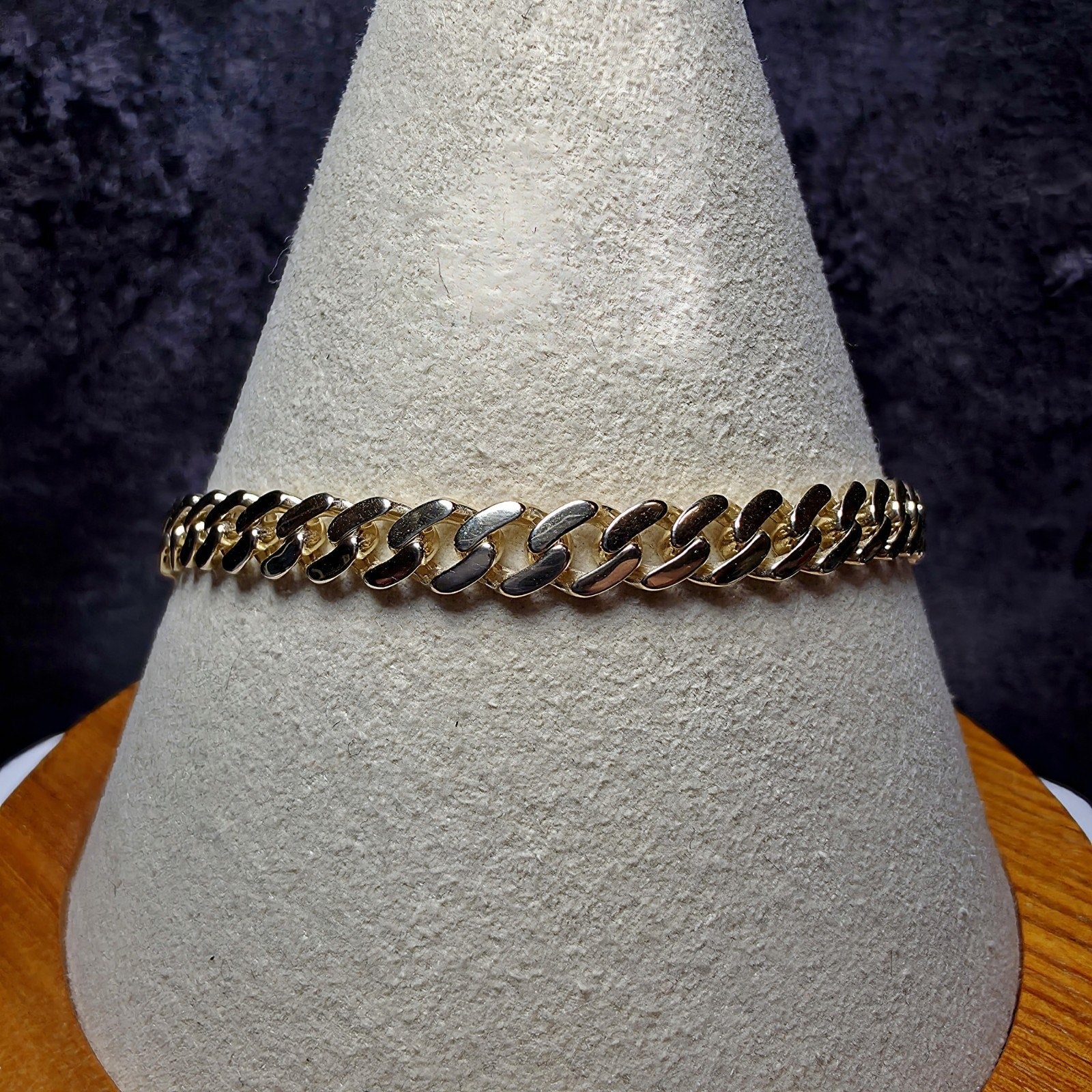 10K Solid Yellow Gold 5mm Monaco Cuban Link Chain Bracelet - 8"