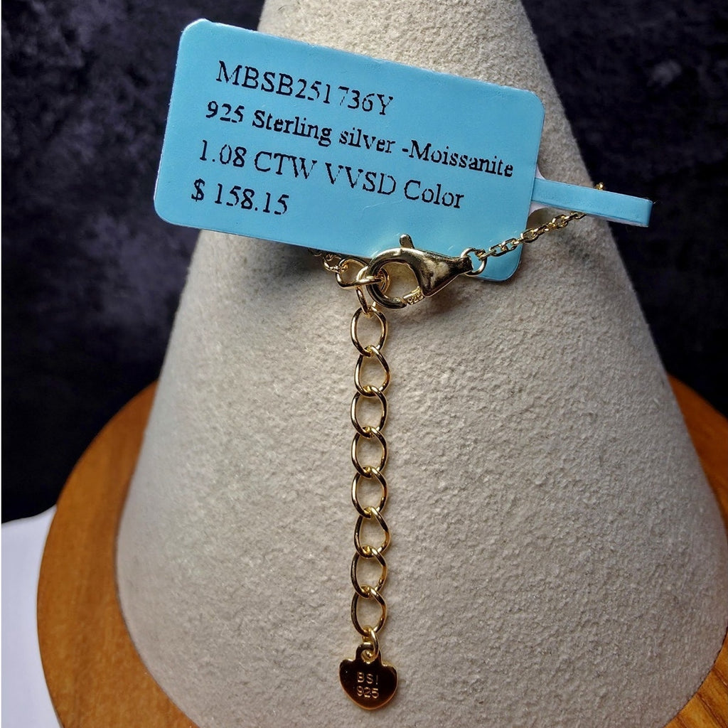 1.08 CTW Moissanite & Mother of Pearl Floral Bracelet in Gold Over Silver