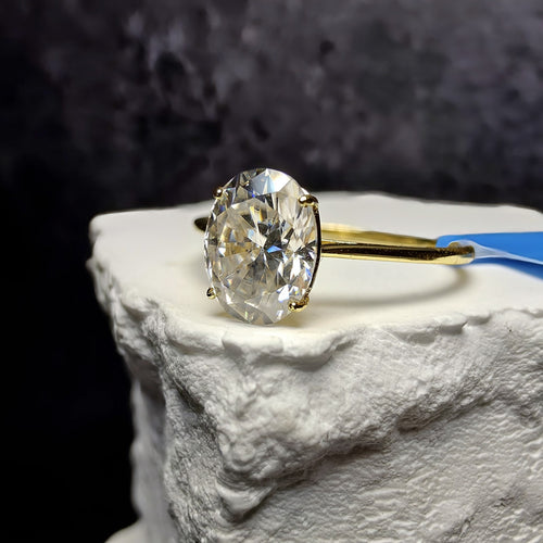 1.5 CTW Oval Moissanite Solitaire Ring in Gold Plated Sterling Silver - Size...