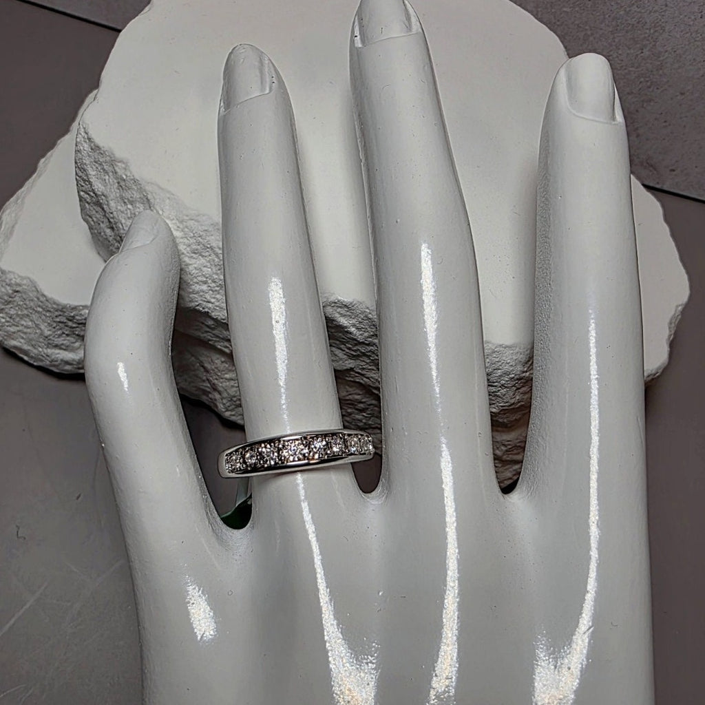 Size 7 Lab-Created Diamond 0.10ctw Half Eternity Ring 925 Silver