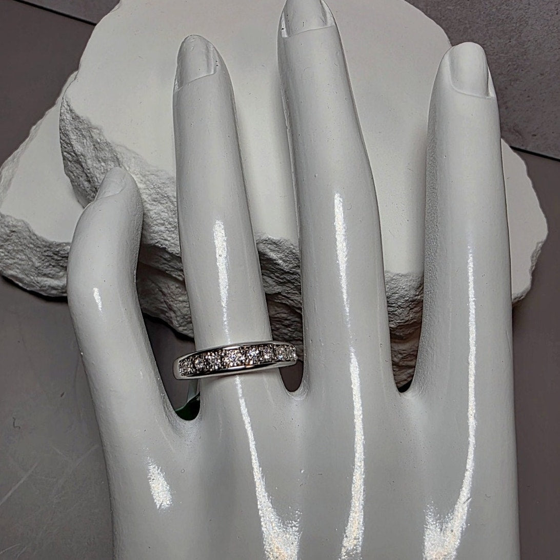 Size 7 Lab-Created Diamond 0.10ctw Half Eternity Ring 925 Silver
