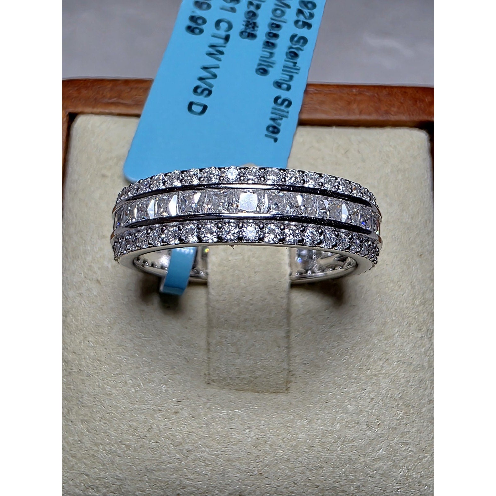 S8 2.61ctw Moissanite Three-Row Eternity Band 925 Sterling Silver