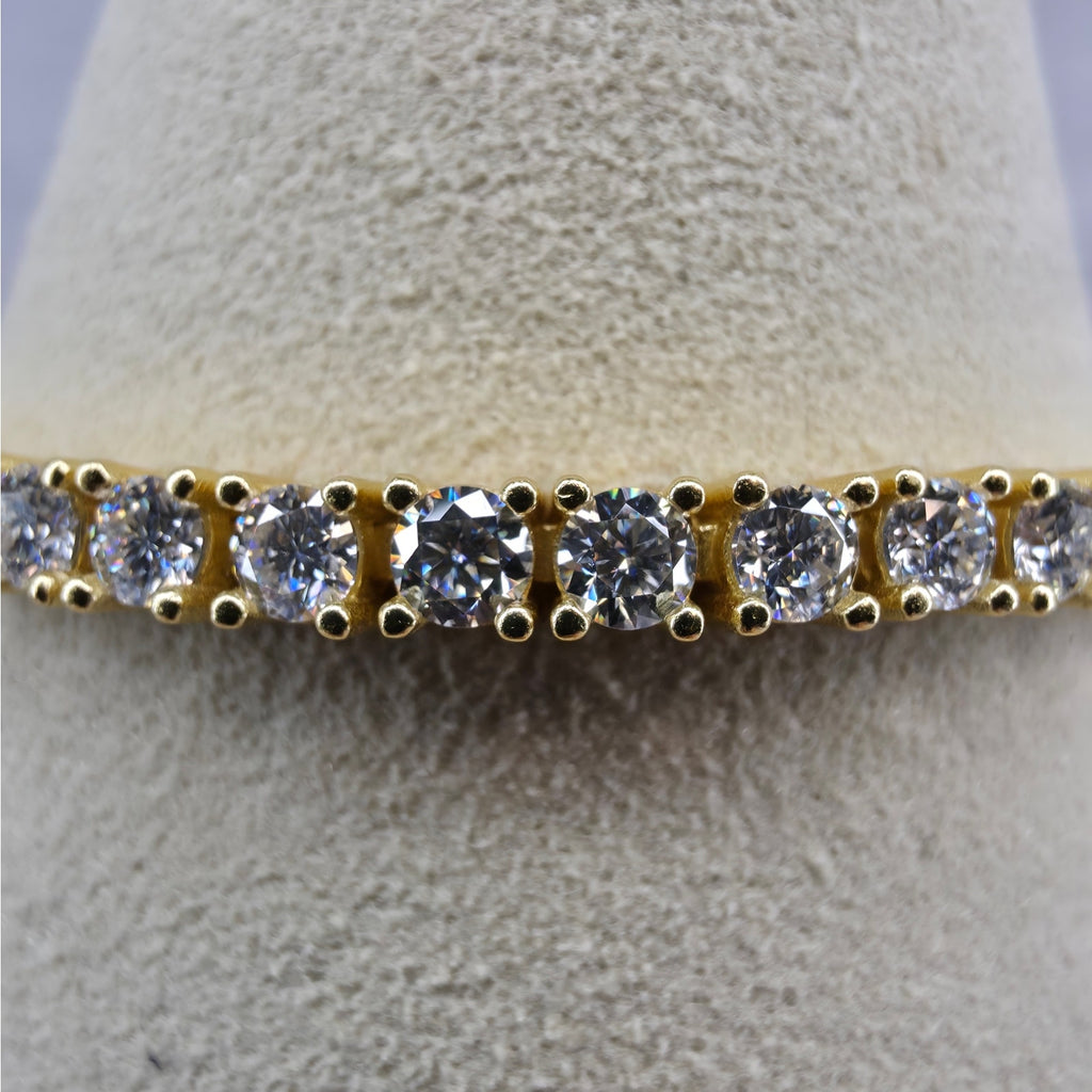 6.5" 3.5mm Moissanite Tennis Bracelet Gold Plated 925 Silver - GRA Certified