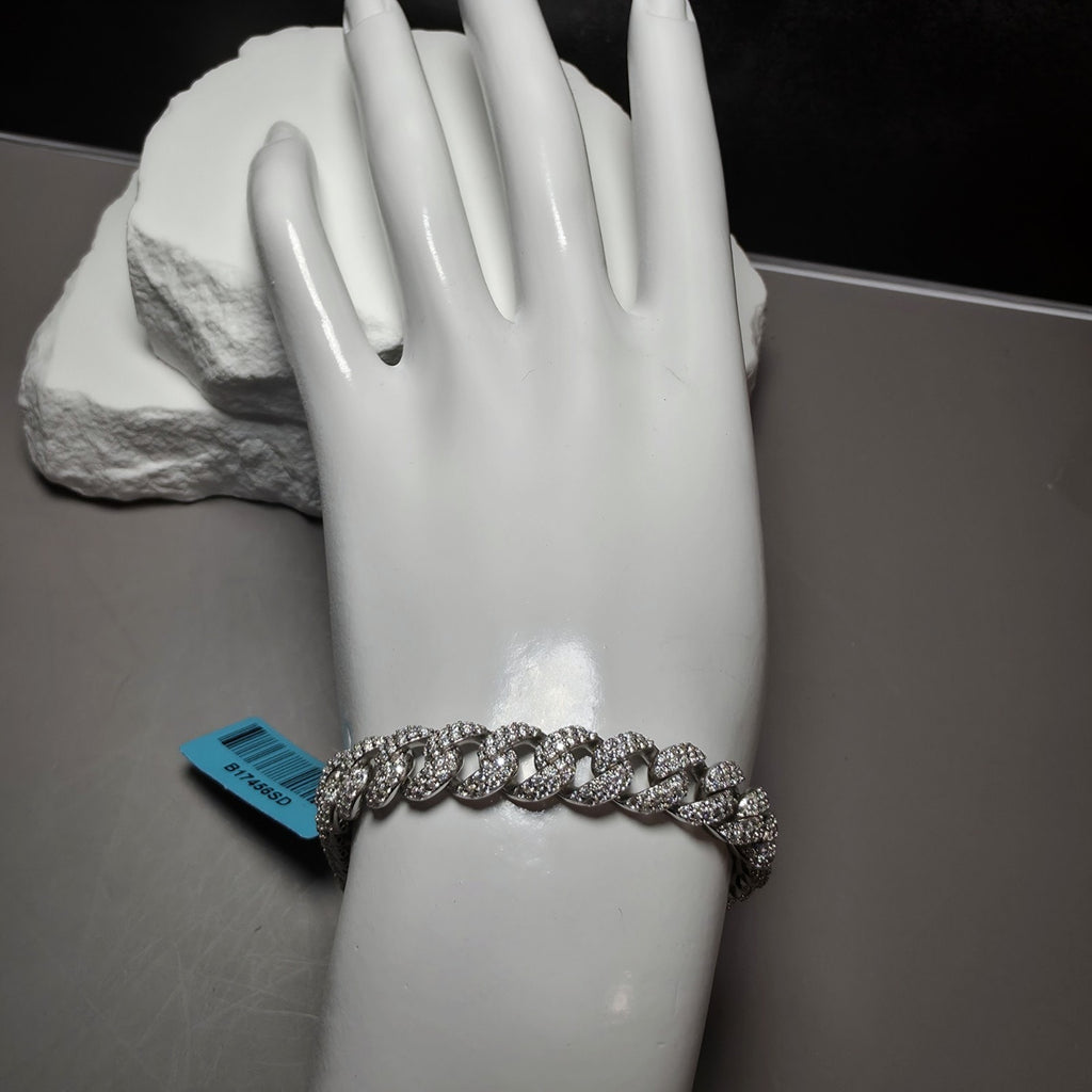 7.5" Moissanite Monaco Cuban Link Bracelet 8mm 925 Sterling Silver 5.97 CTW VVS