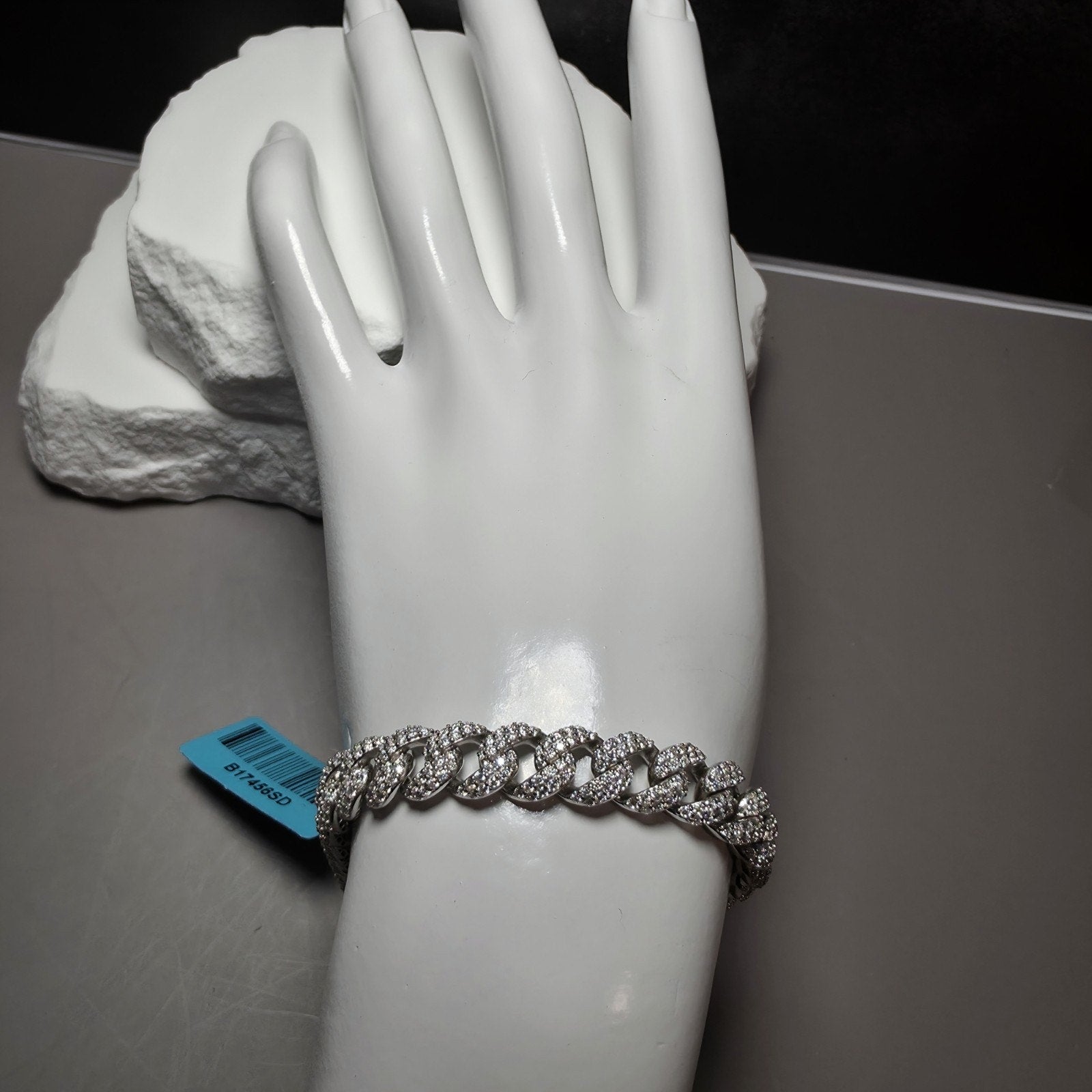 7.5" Moissanite Monaco Cuban Link Bracelet 8mm 925 Sterling Silver 5.97 CTW VVS