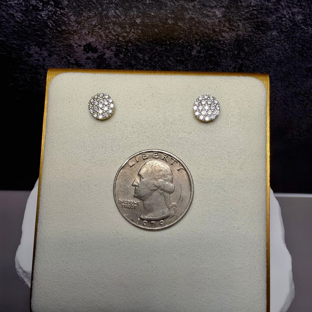 8mm Moissanite Cluster Stud Earrings – Gold Over Silver Screw Back (0.65CTW)
