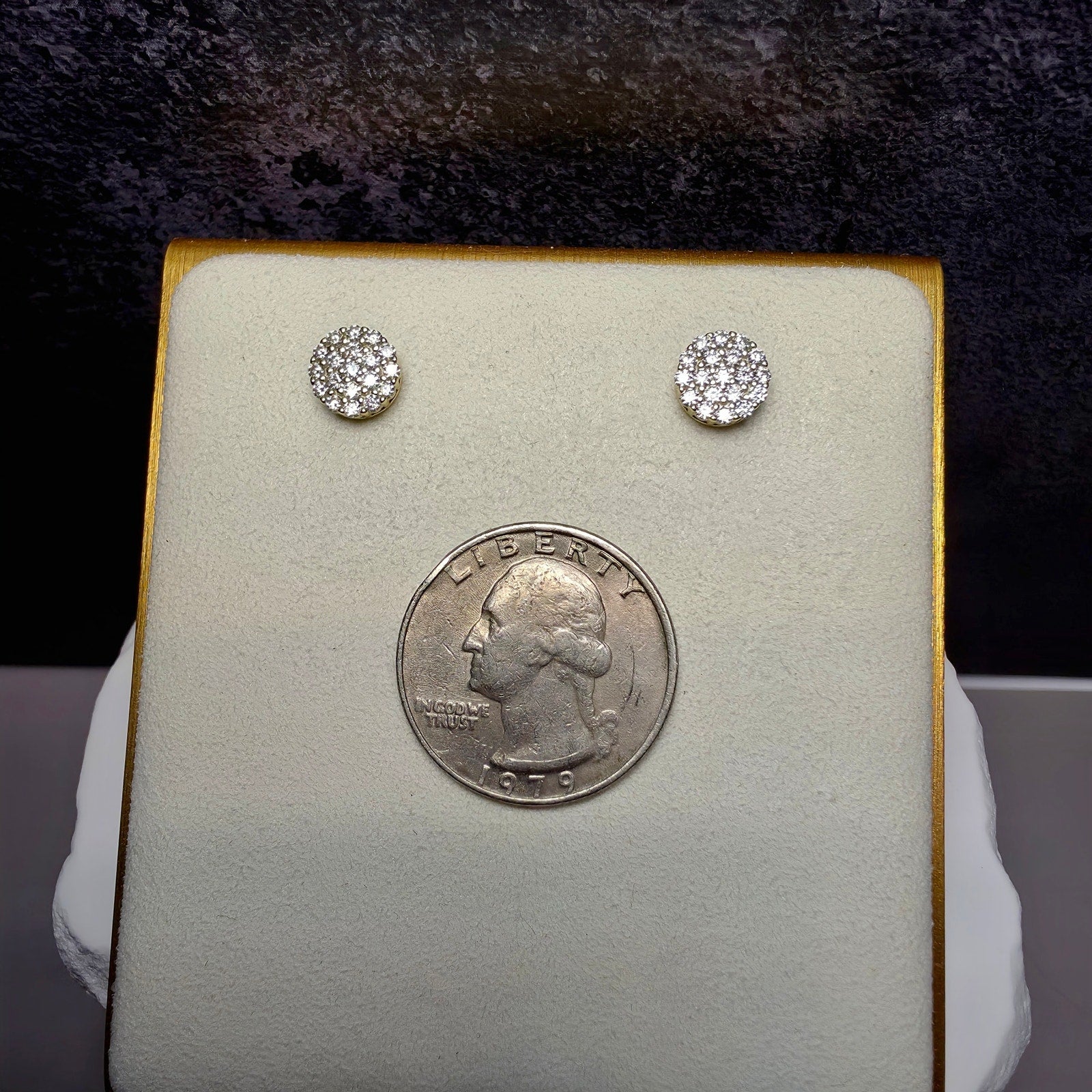 8mm Moissanite Cluster Stud Earrings – Gold Over Silver Screw Back (0.65CTW)