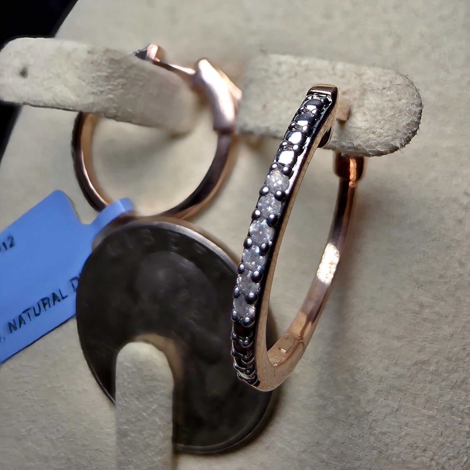 0.10 CTW Natural Diamond Hoop Earrings in Rose Gold-Plated 925 Sterling Silver