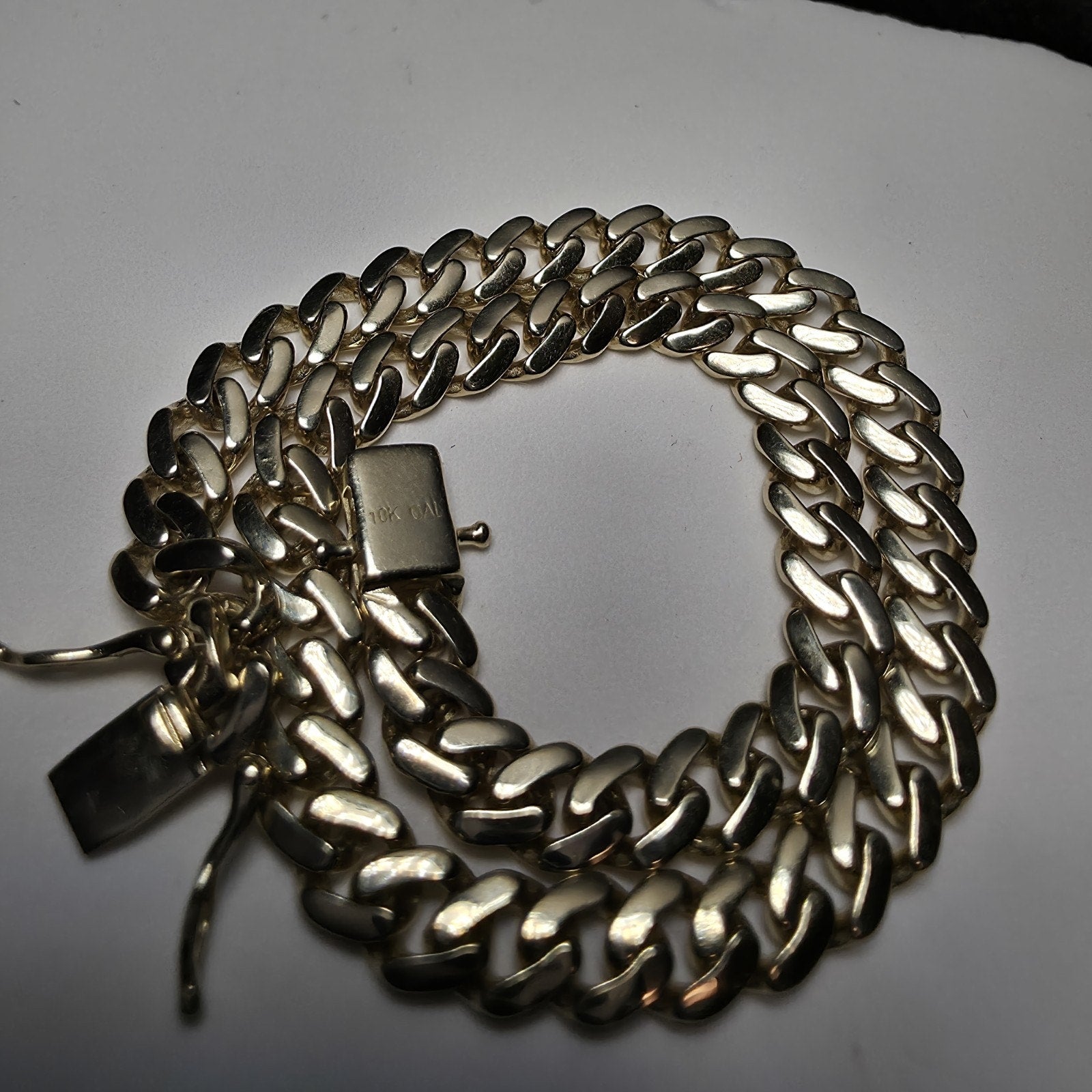 10K Solid Yellow Gold 5mm Monaco Cuban Link Chain Bracelet - 8"